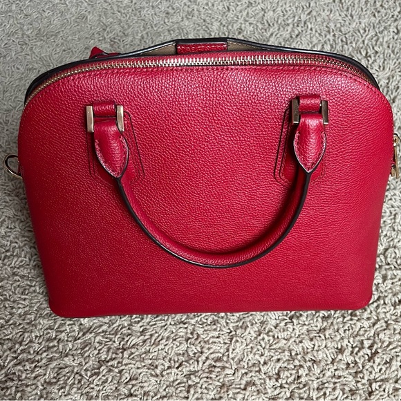 Michael Kors Adele Large Dome Leather Scarlet Satchel - Picture 8 of 14